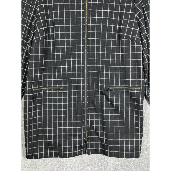 Chelsea & Theodore Woman Windowpane Full Zip Long Jacket Size 2X Black Pockets - Picture 4 of 10